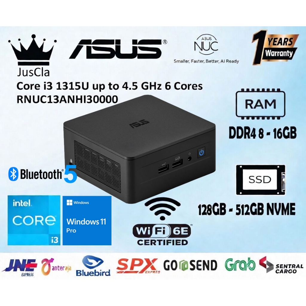 ASUS NUC 13 PRO INTEL CORE I3-1315U GEN 13 | MINI PC ASUS RNUC13ANHI30000 | DDR4 | NVME | Win 11 Pro