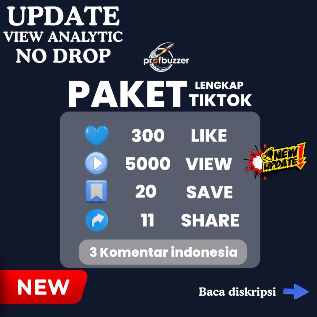 Like Tiktok Fyp Paket Lengkap No Drop View Save Share Komentar TT