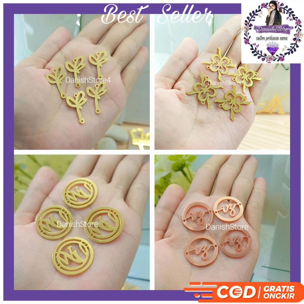 DANISHSTORE PROMO LOGO PIN HIJAB CUSTOM BRAND SENDIRI BAHAN STAINLESS GOLD SEPUH