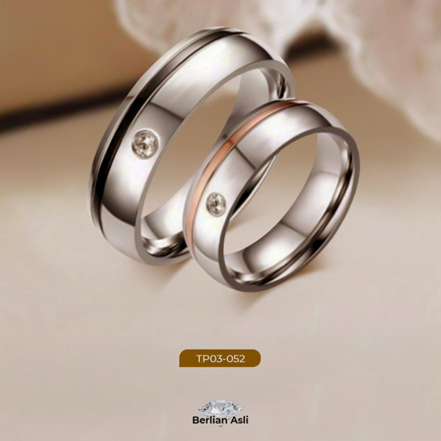 Cincin Kawin Couple Emas Emas Berlian Asli Perak Palladium TP 03-052