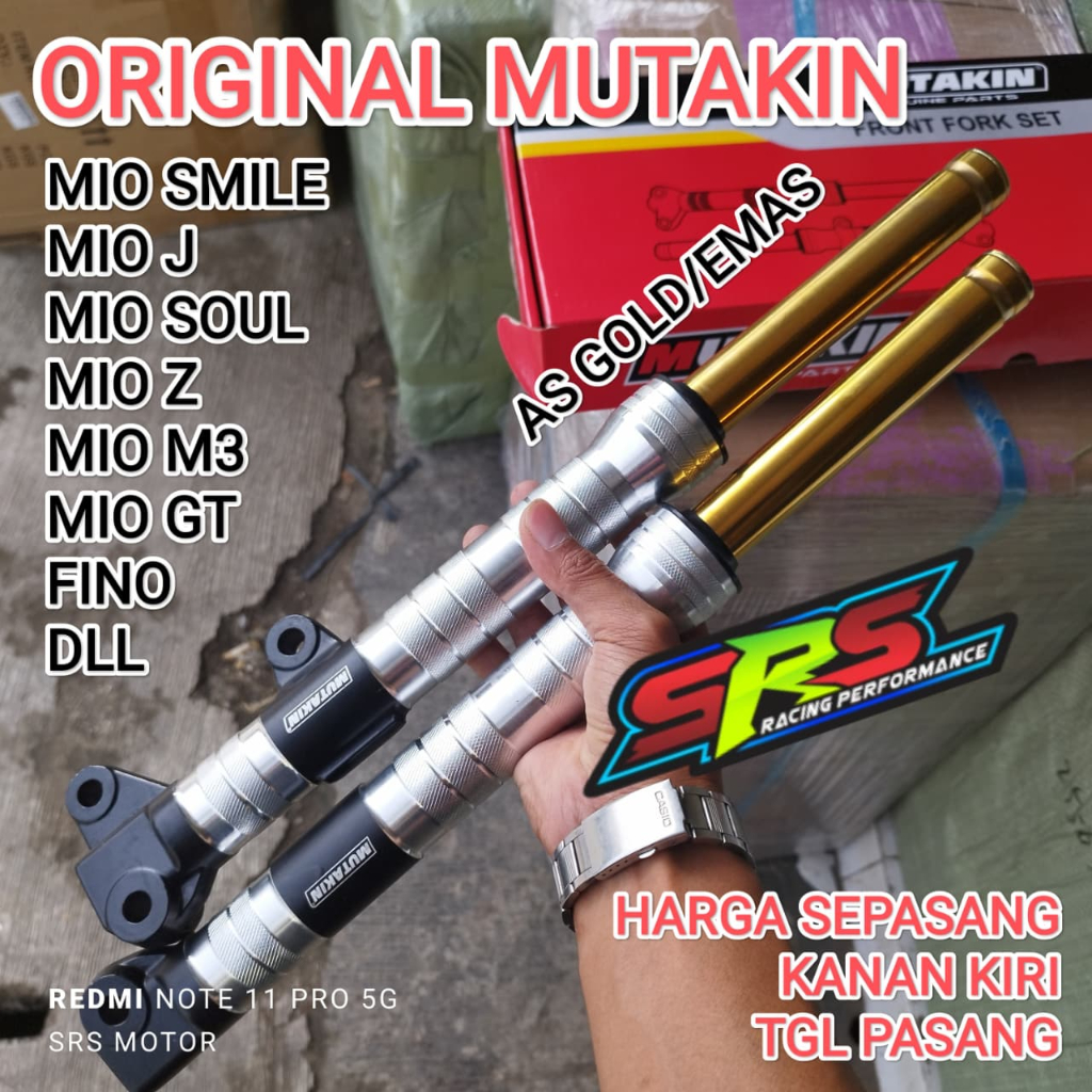 MUTAKIN Tabung Shock depan mio fino soul gt mio j CNC ORIGINAL
