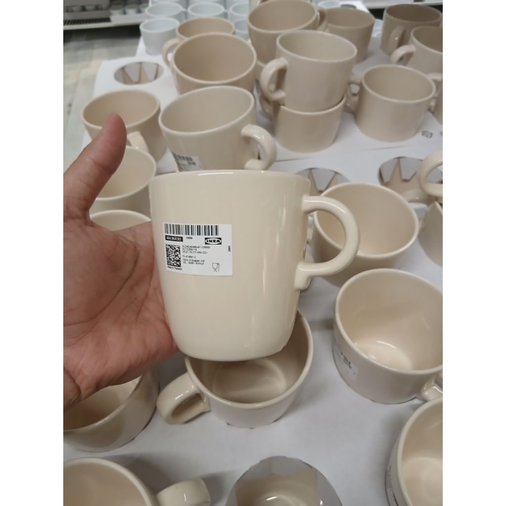 Mug Gelas Keramik / Gelas Kopi & Teh Cantik Modern 300ml - Krem