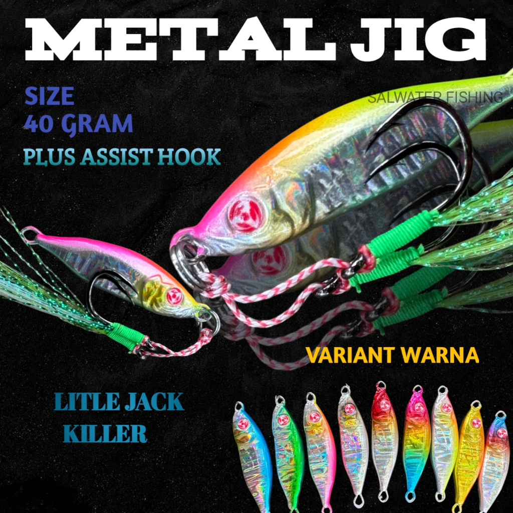 Metal Jig 40 Gram Litle Jack Non Gid 40 Gram Metal Jig Killer Set Double Assist Hook LJNGC40GR
