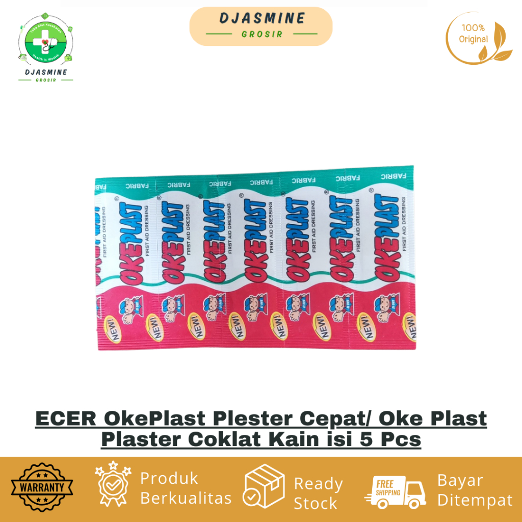 ECER OkePlast Plester Cepat/ Oke Plast Plaster Coklat Kain isi 5 Pcs/Plester p3k
