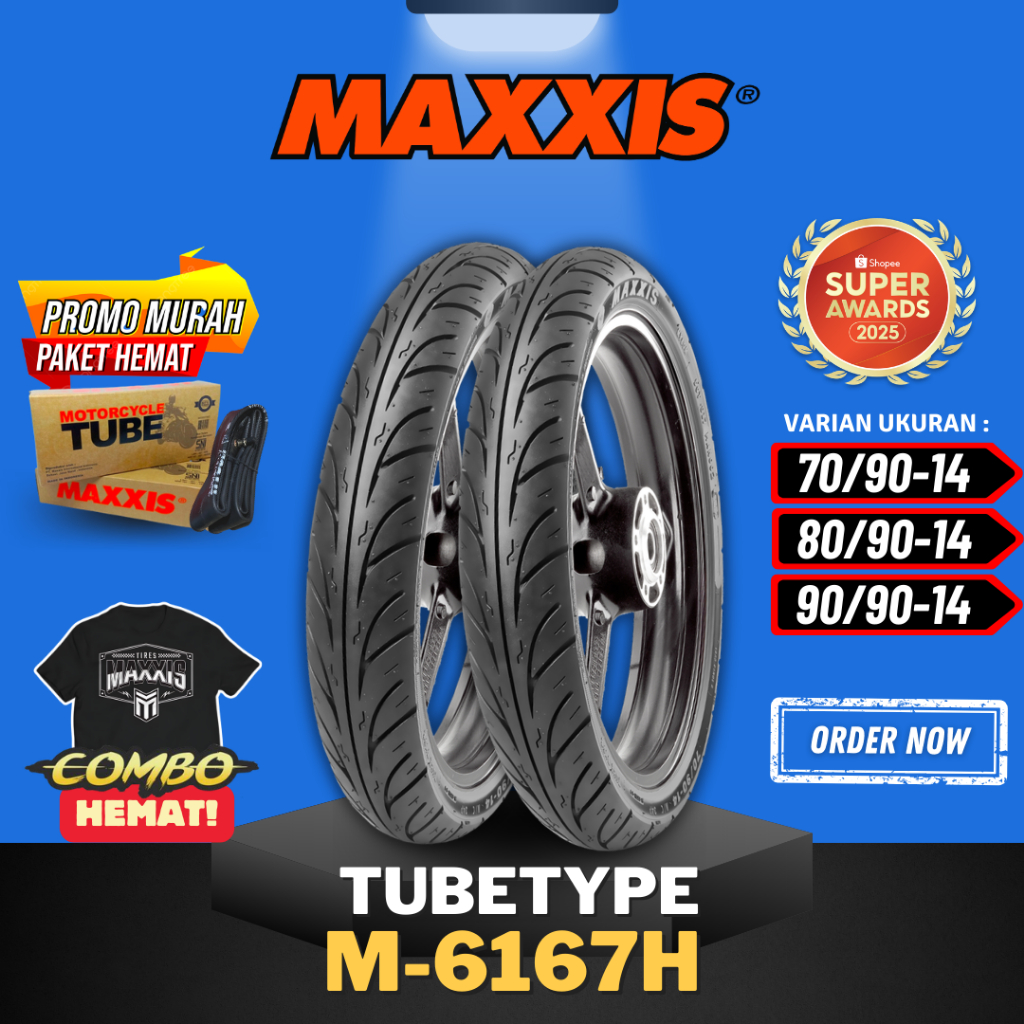 [READY COD] MAXXIS NON TUBLES M6167H / M 6167 H BAN MAXXIS (70/90-14 - 80/90-14 - 90/90-14 ) ASPIRA 
