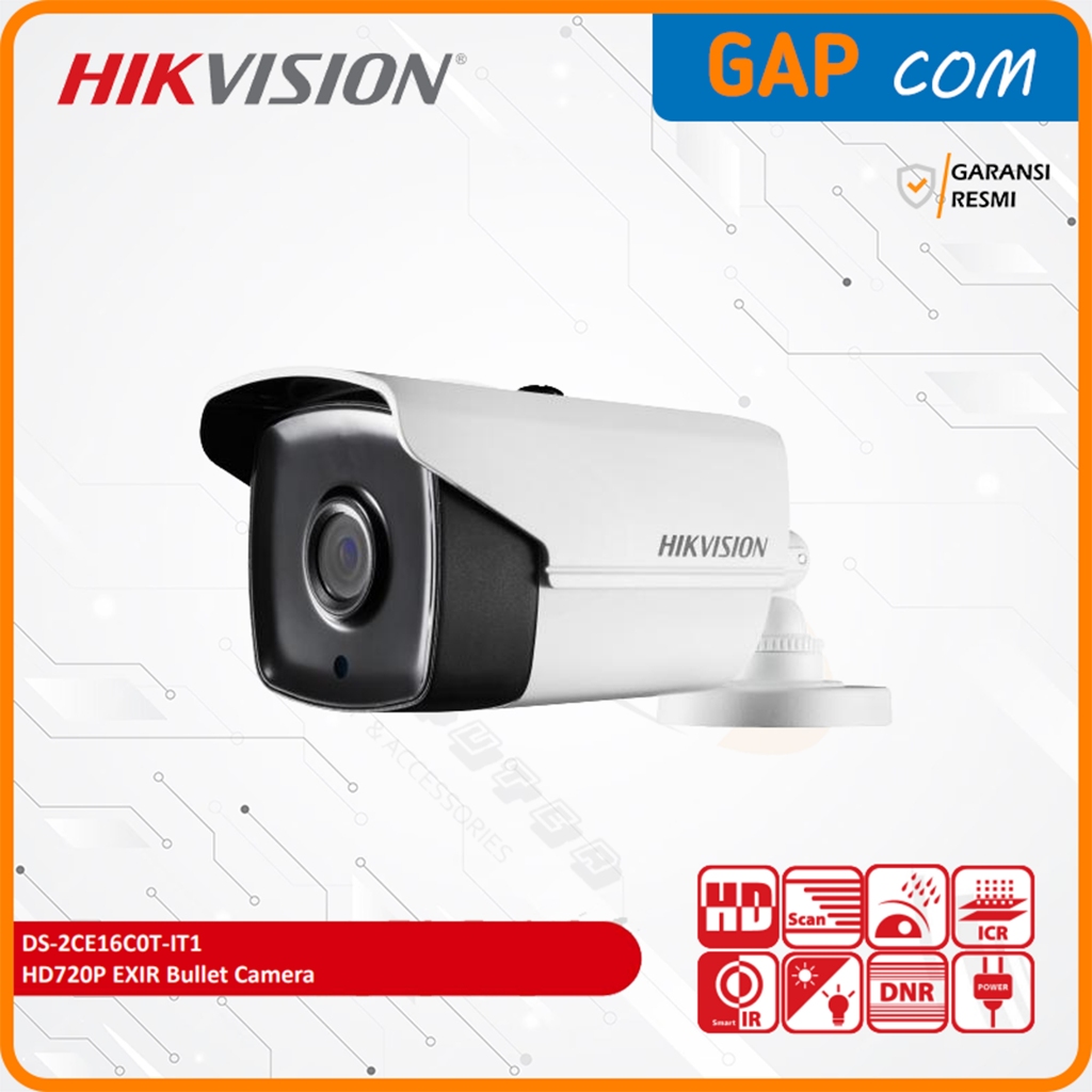 Kamera CCTV Hikvision DS-2CE16C0T-IT1 - HD 720p 1MP Fixed Bullet Indoor Camera