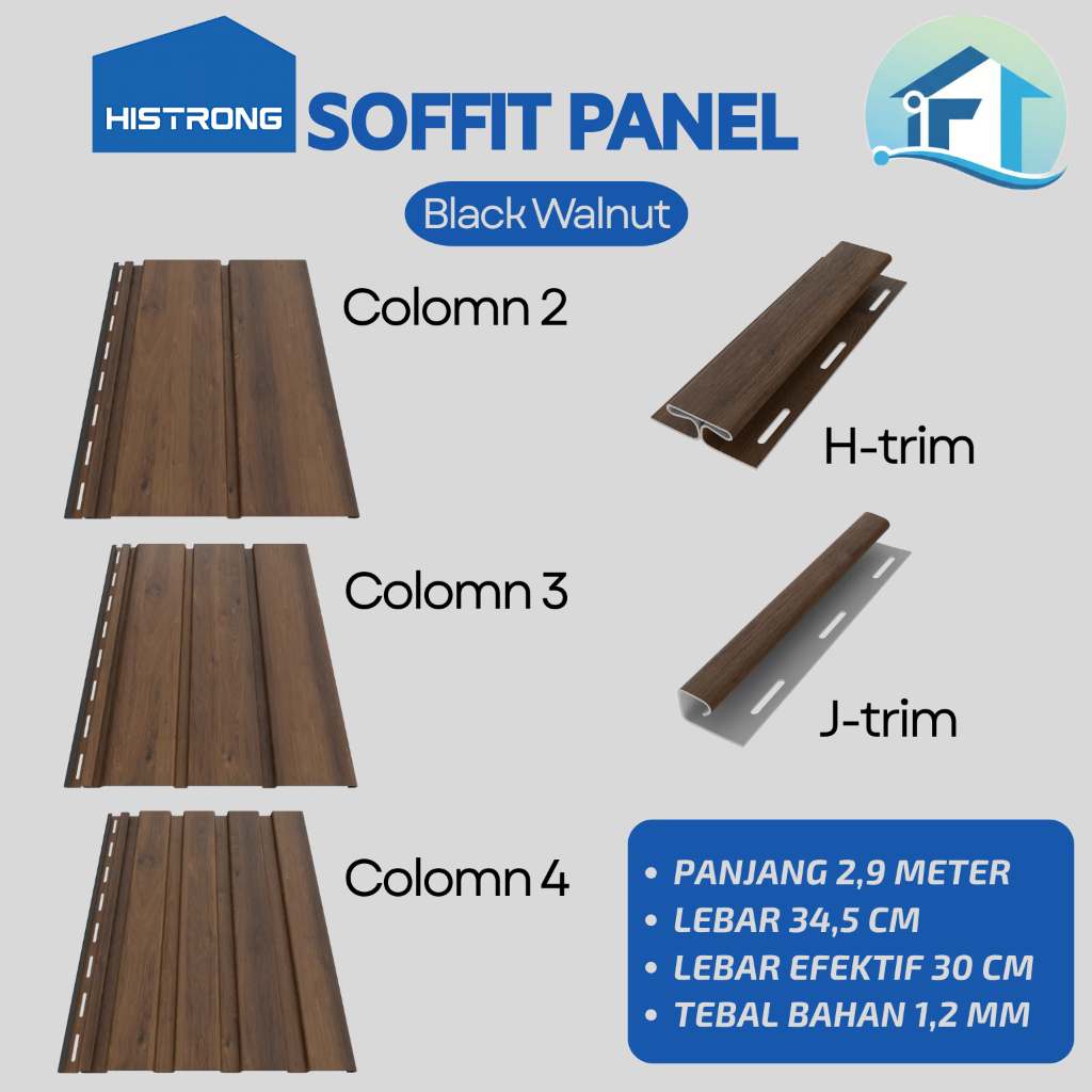 Soffit Panel By Histrong PVC Plafon Dinding  Indoor Outdoor Plafond Wall Panel Black Walnut