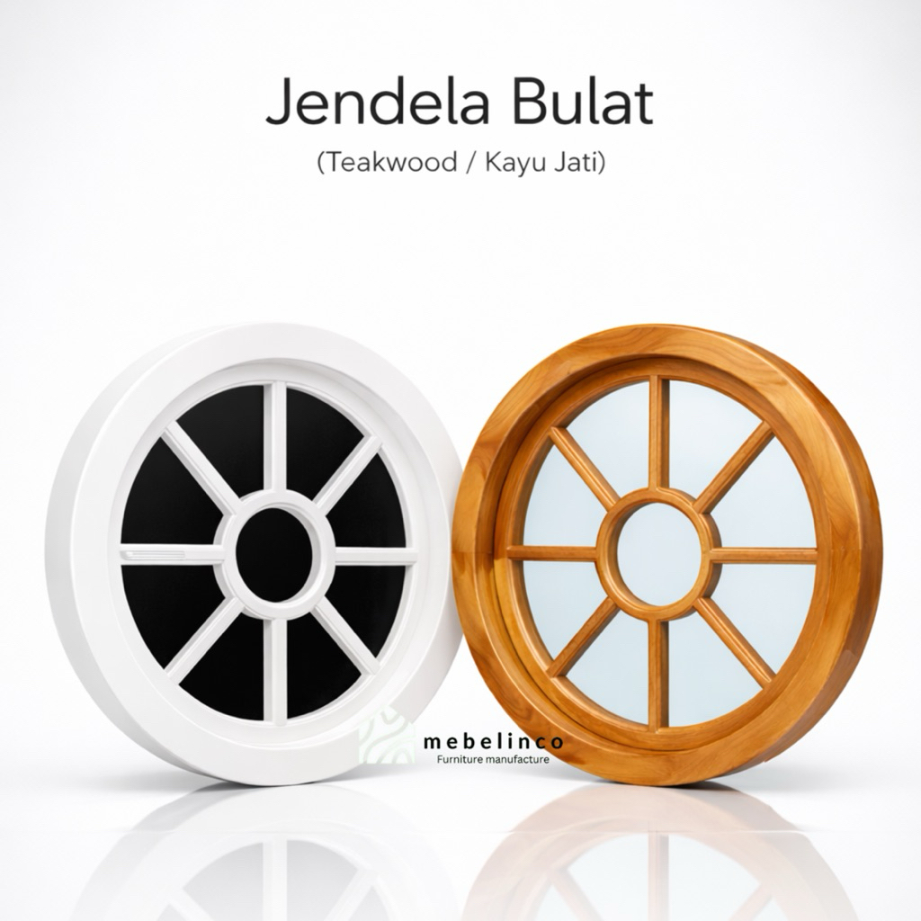 Kusen Jendela Kayu Minimalis - Kusen Jendela Bulat Putar Kayu Jati  - Jendela Rumah - JB8