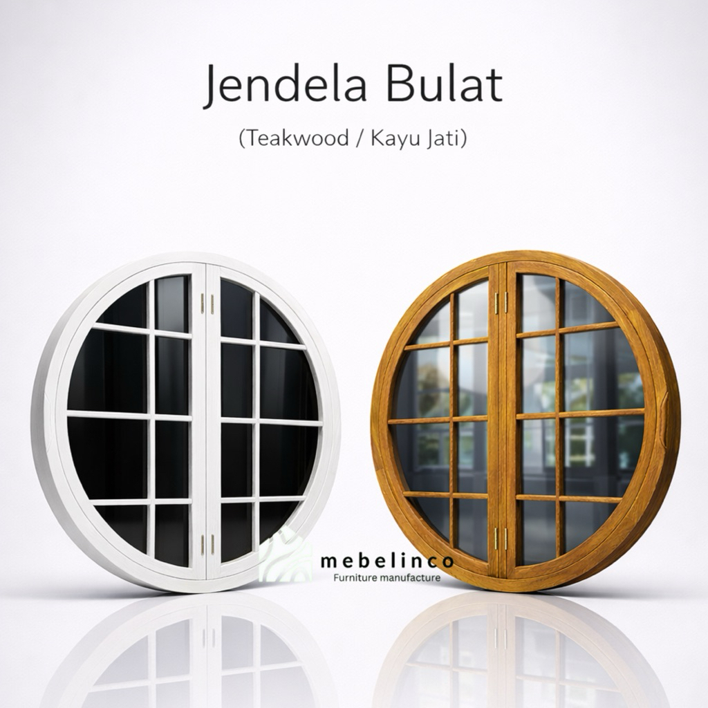 Kusen Jendela Kayu Minimalis - Kusen Jendela Bulat Putar Kayu Jati  - Jendela Rumah - JB6