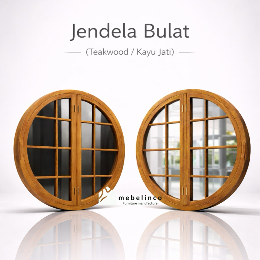 Jendela Kusen Bulat Putar Kayu - Kusen Jendela Kayu Jati -Kusen Jendela Kayu Minimalis- Jendela Ruma