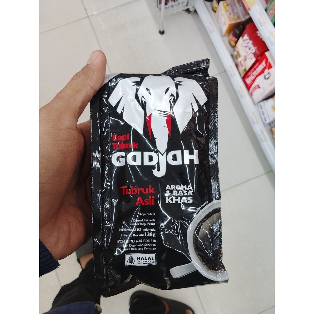 Kopi Tubruk Gajah 135g dan 60g - Kopi Bubuk Tubruk Asli, Sertifikasi Halal, Desain Kemasan Unik