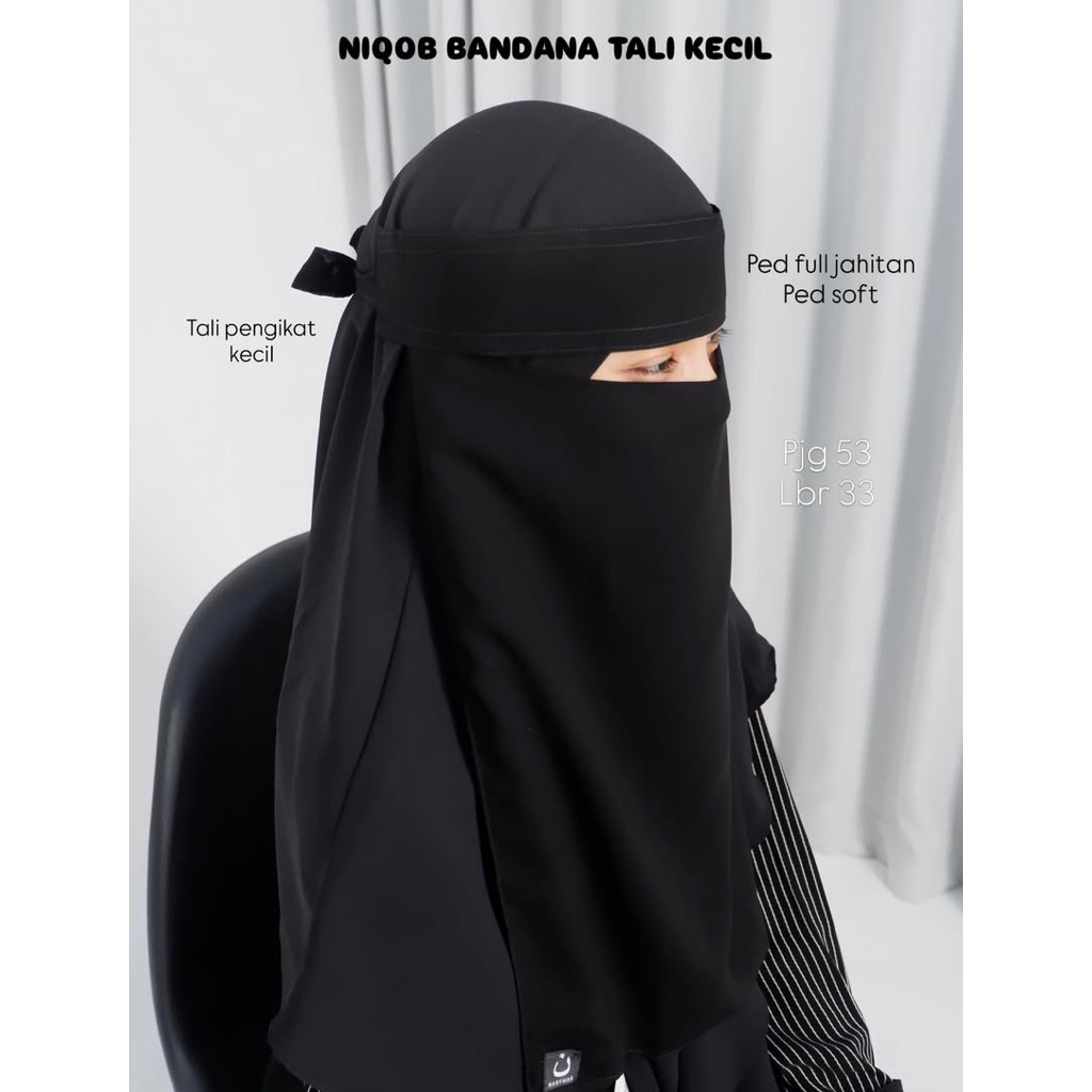 NIQAB BANDANA TALI KECIL- PED TIDAK KERAS siffon silk arab)