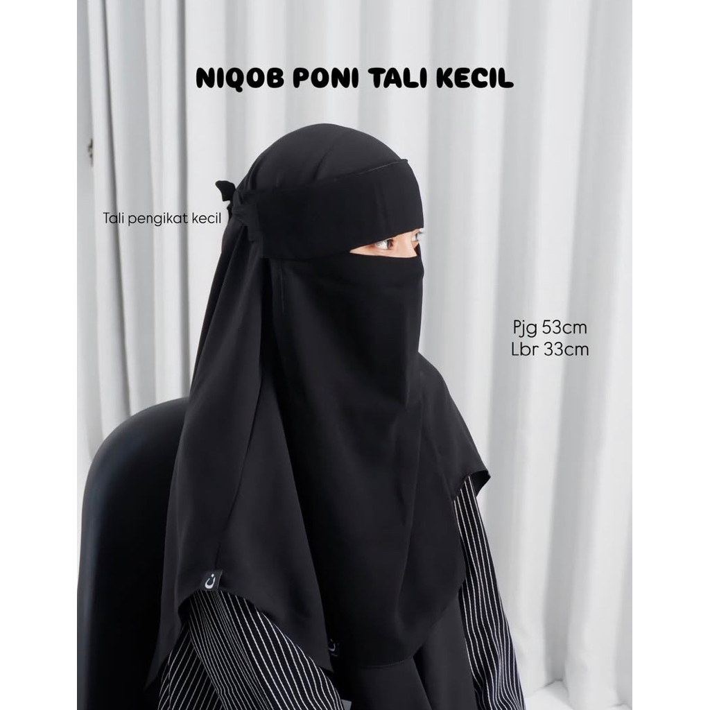 NIQAB PONI TALI KECIL PED  TIDAK KERAS (bahan siffon silk arab) NIQOB