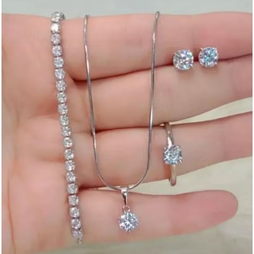 Set Perhiasan Wanita Titanium Perak Full Set Perhiasan Wanita Kekinian