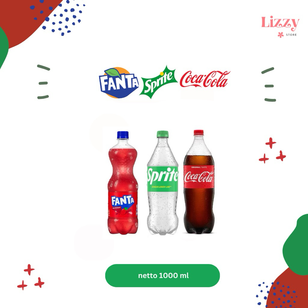 Minuman Berkarbonasi Soda Sprite 1 Liter Rasa Lemon Fanta Coca Cola