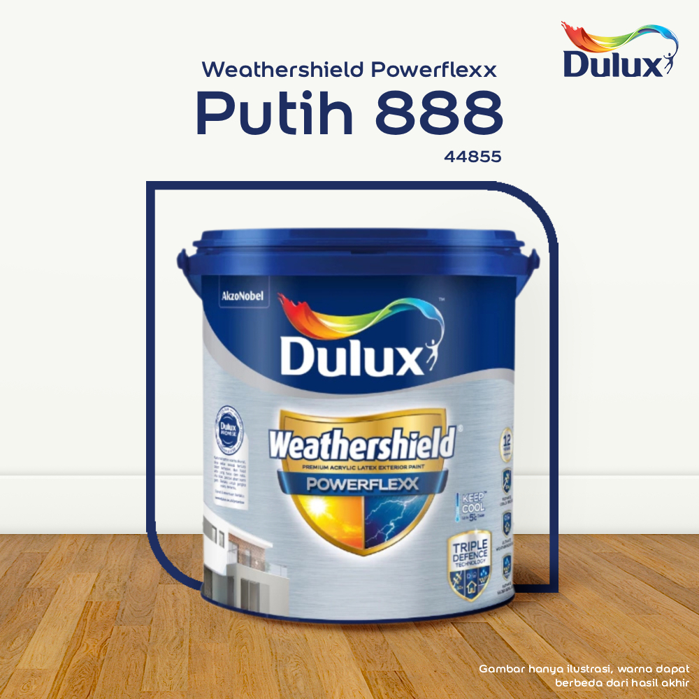 CAT TEMBOK PUTIH 888 DULUX WEATHERSHIELD POWERFLEXX - 2.5 LITER CAT PUTIH 888 44855 CAT TEMBOK EKSTE