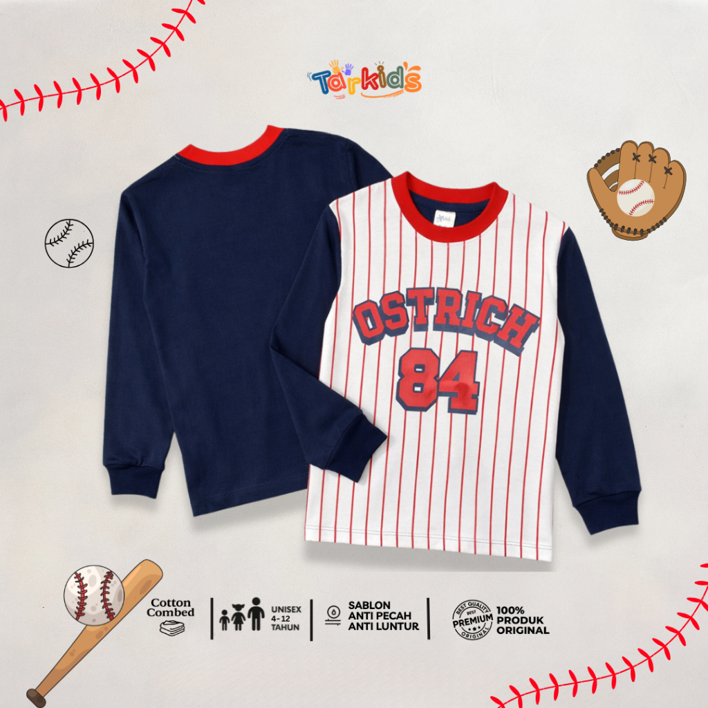 Kaos Anak Laki-Laki Baseball Lengan Panjang
