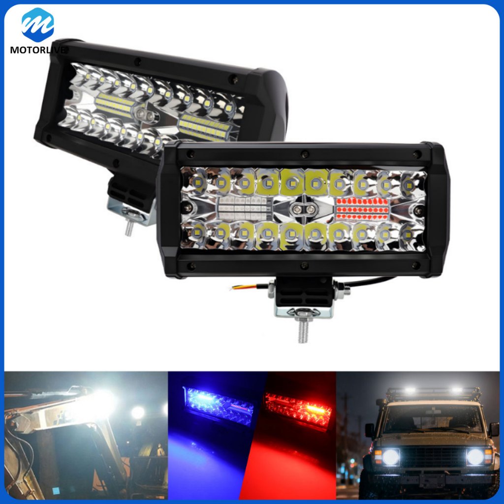 Lampu Depan Motor LED 72W 3 Warna Lampu LED Mobil Lampu Kerja LED Lampu Sorot LED Lampu Bar Kerja La