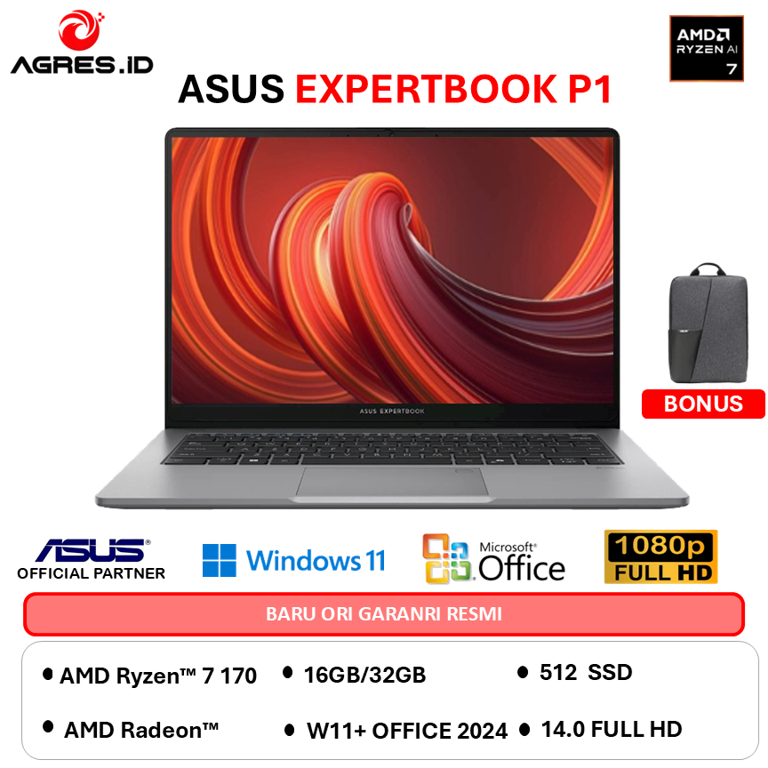 ASUS EXPERTBOOK PM1403CDA AMD RYZEN 7 170 - RAM 32GB 512GB W11+OHS+M365B 14.0FHD
