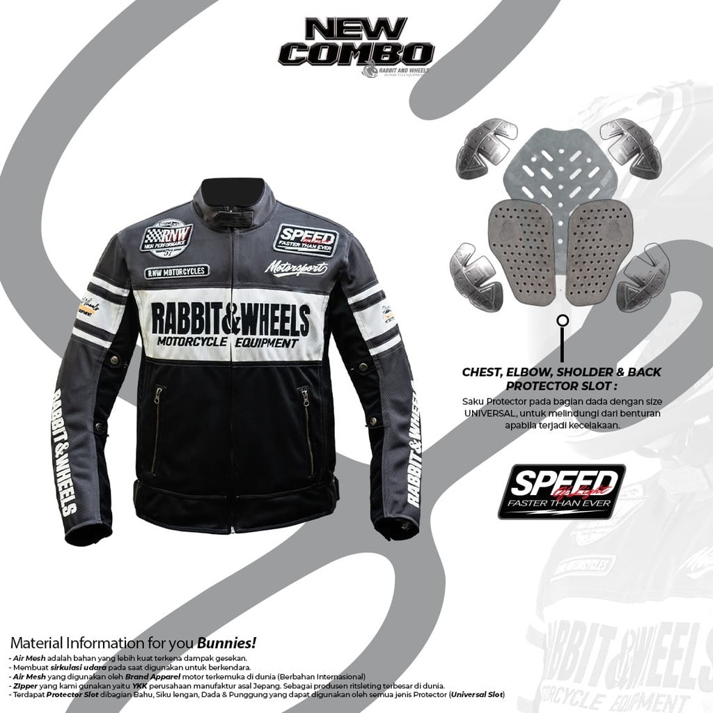Rabbit & Wheels New Combo Grey Mesh Jacket Protector