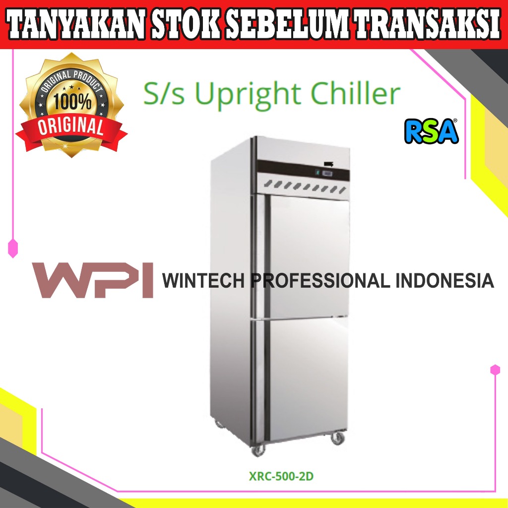 RSA XRC-500-2D SS Upright Chiller Kulkas Dapur Komersial Stainless Steel 2 Pintu - Kabinet Untuk Men