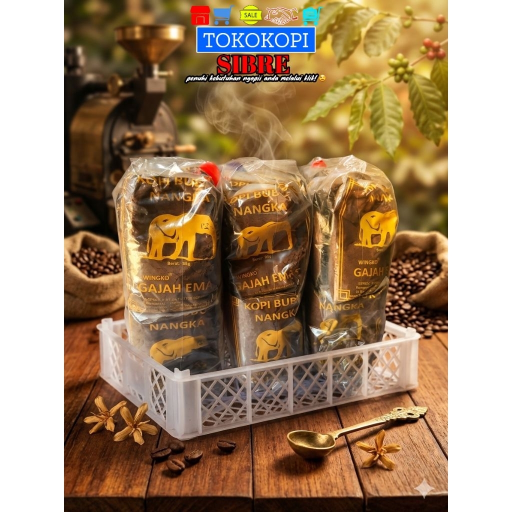 kopi bubuk nangka cap gajah mas kuning 80gr
