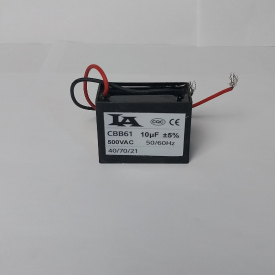 KAPASITOR LA CBB61 10UF 500VAC  50/60Hz/2 KABEL
