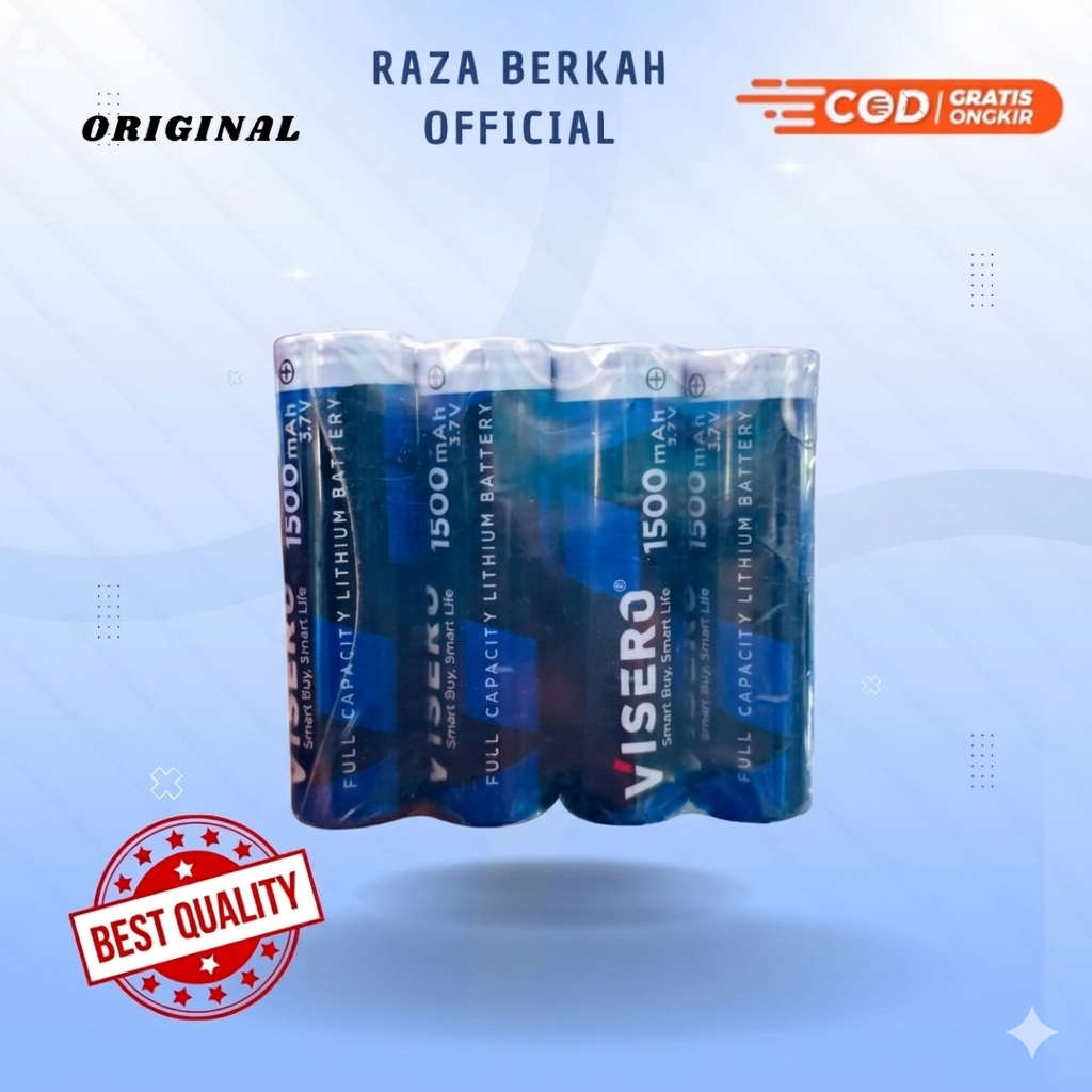 Baterai Visero 3.7 Volt baterai Lithium-ion 18650 yang dapat diisi ulang (rechargeable)