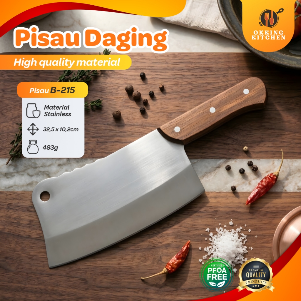 Pisau Dapur Stainless Besar Pisau Khusus Pemotong Tulang Daging - Kuat & Sangat Tajam