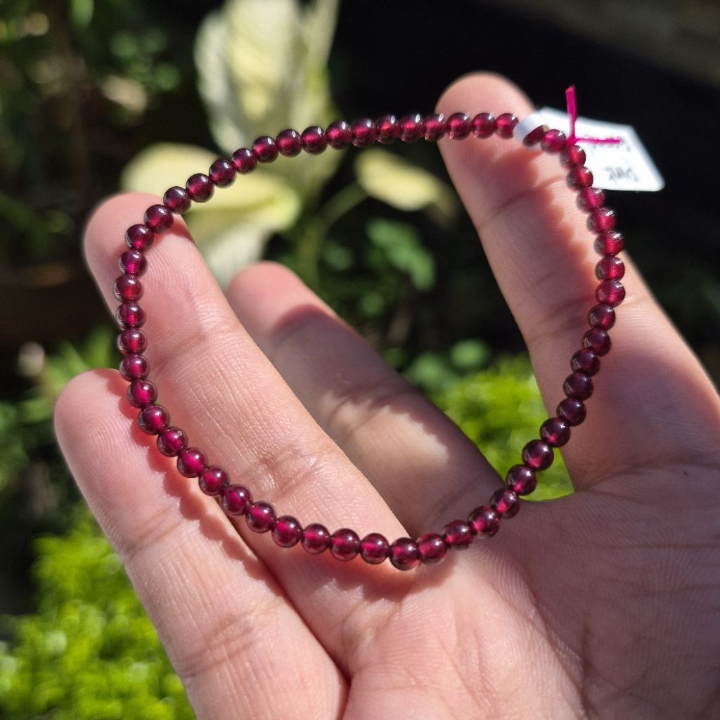 gelang batu alam asli pink garnet 3mm