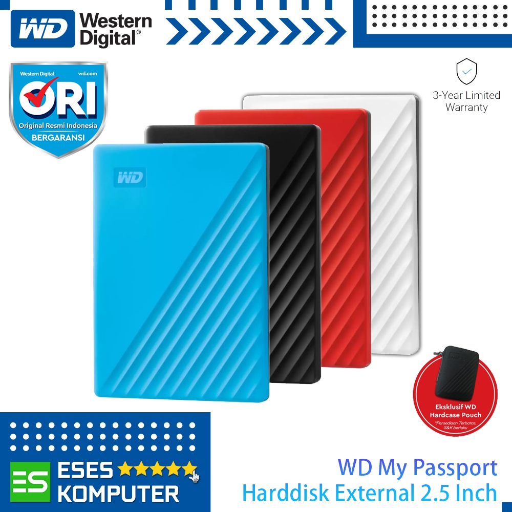 HDD WD My Passport 1TB 2TB 4TB 5TB 6TB | HDD Hardisk Eksternal 2.5 Inch