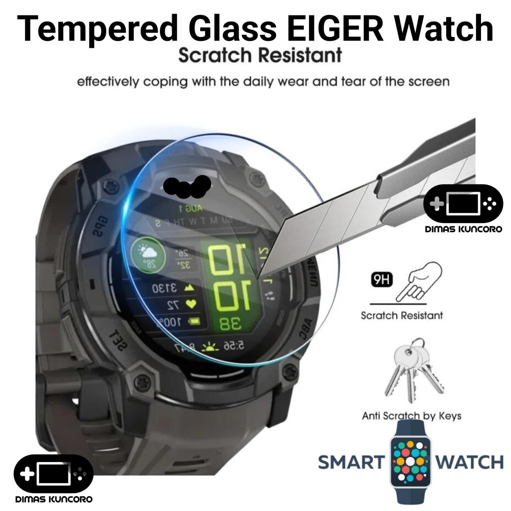 Tempered Glass EIGER Watch anti gores antigores screen guard protector pelindung layar lcd eiger wat