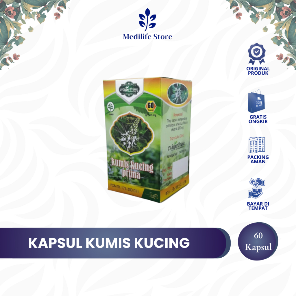 KAPSUL HERBAL KUMIS KUCING ISI 60 KAPSUL | HERBAL KUMIS KUCING | SUPLEMEN HERBAL ALAMI | ORIGINAL | 
