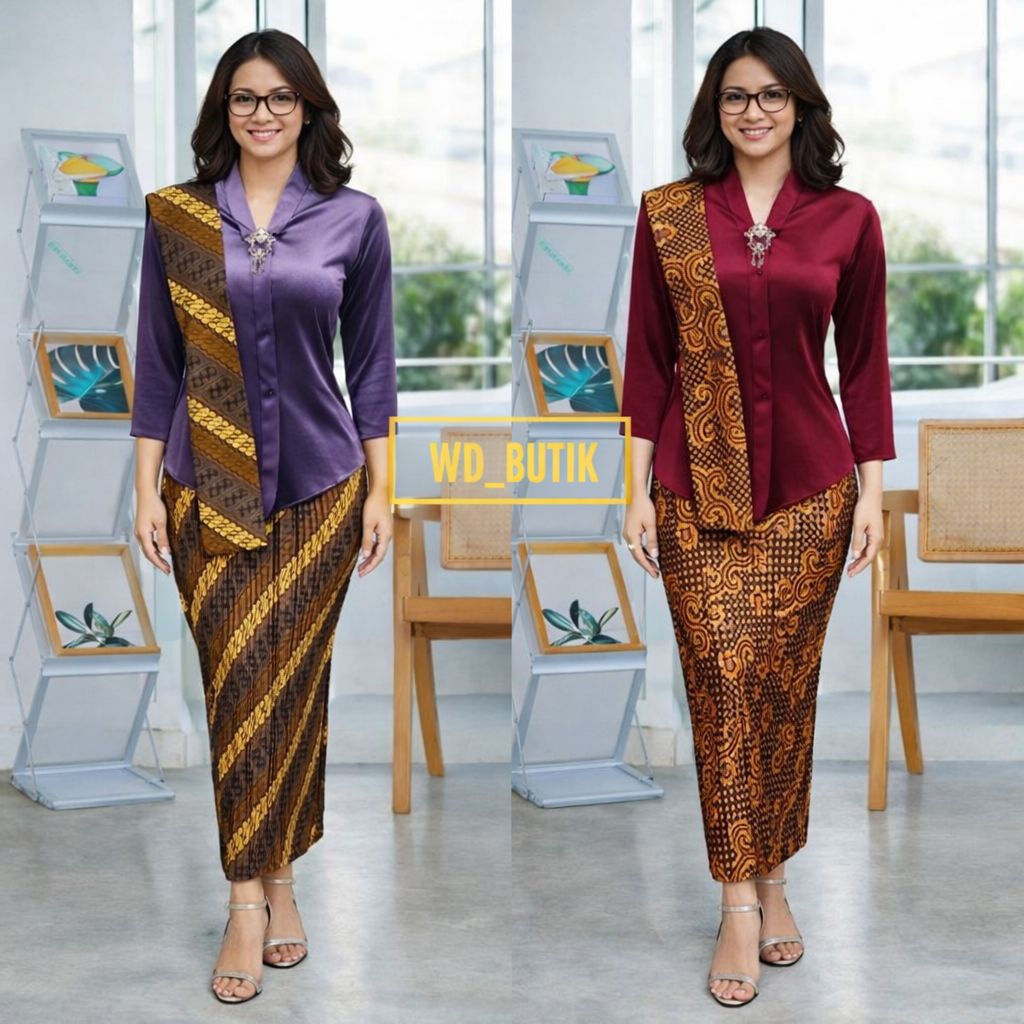 Setelan Kebaya Kartini Beludru + Selendang