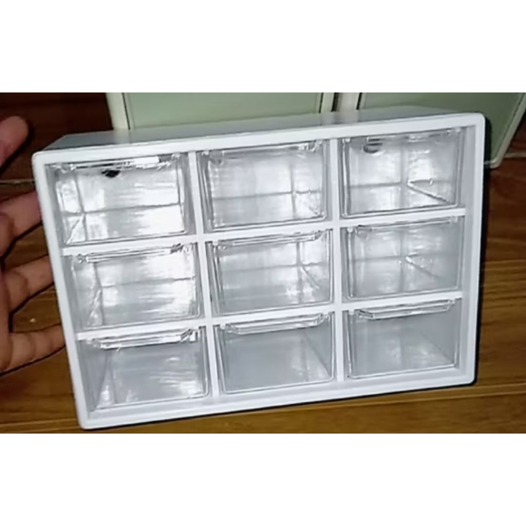 kotak laci perhiasan acesoris kecil isi 9 Sekat. kotak kecil laci meja serbaguna warna putih