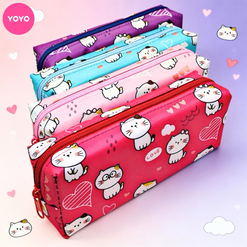 Tempat Pensil Aesthetic KUCING Tempat Pensil Anak Perempuan Lucu Tempat Pensil Korea