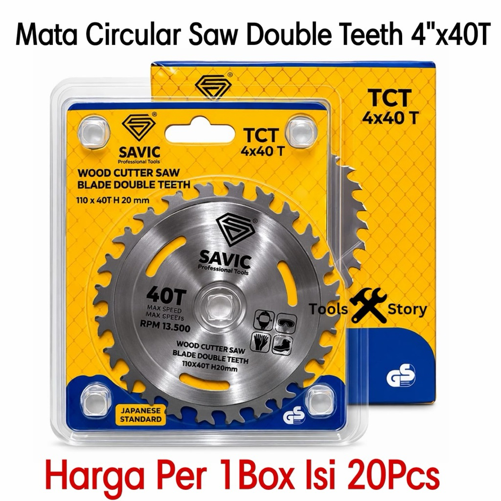 SAVIC GROSIR 1Box Isi 20Pcs Mata Circular Saw Blade Gergaji Gerinda Potong Kayu 4” Inchi Inch x 40T 