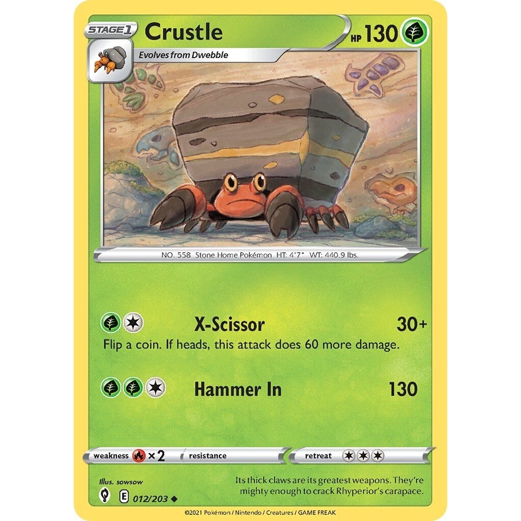 Tcg Pokemon Crustle Common 2021 EVS