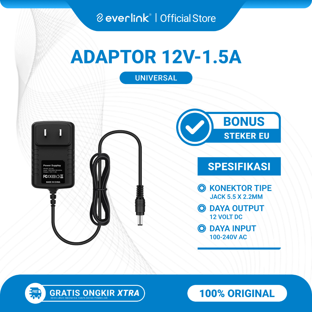 Power Adaptor 12V-1.5A Untuk Modem Router DVR CCTV STB HTB Bekas Original Universal
