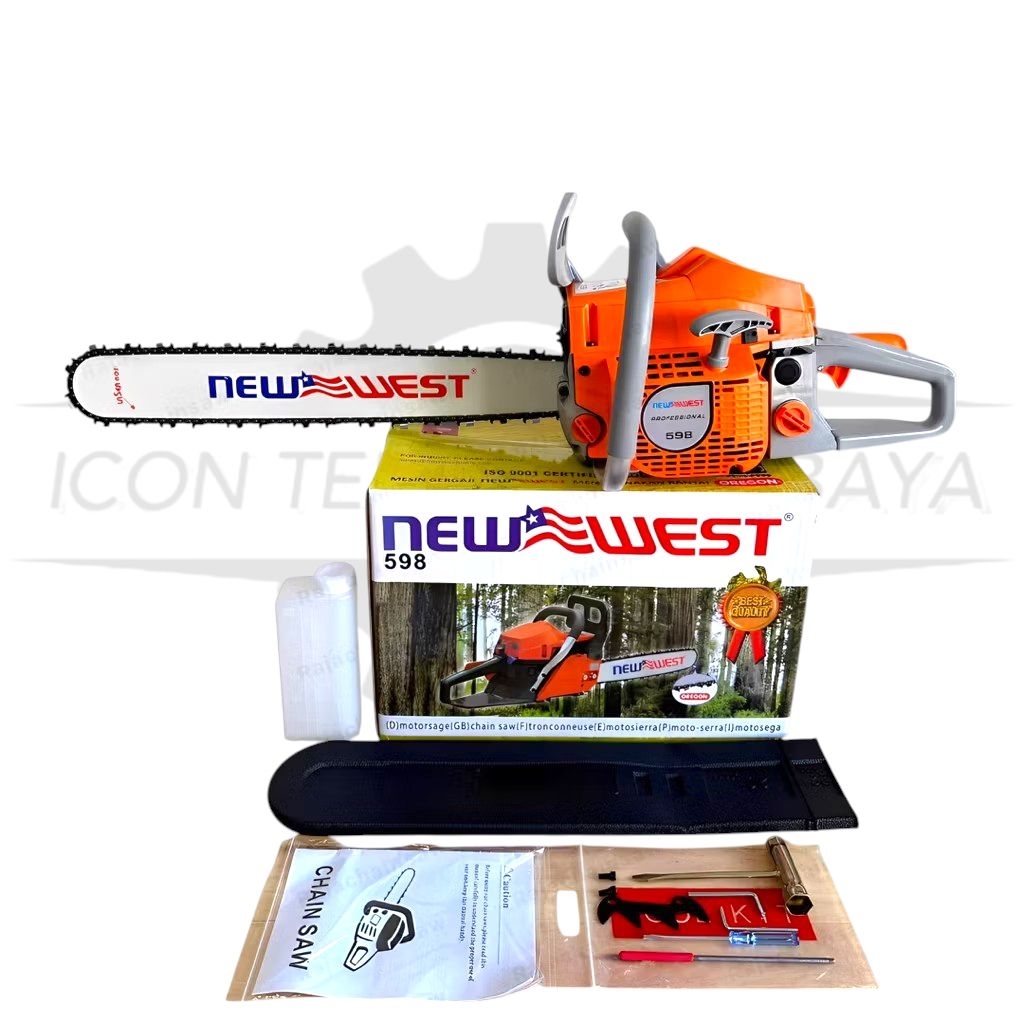 MESIN CHAINSAW 598 (22 INCH) NEW WEST / mesin gergaji kayu chainsaw laser tip 598 new west/ mesin po