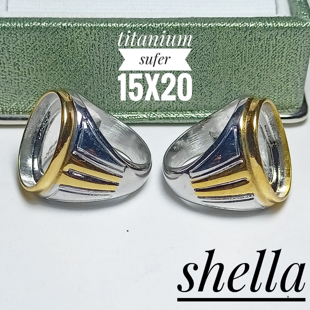CINCIN RING EMBAN TITANIUM SUFER KOMBINASI 15x20