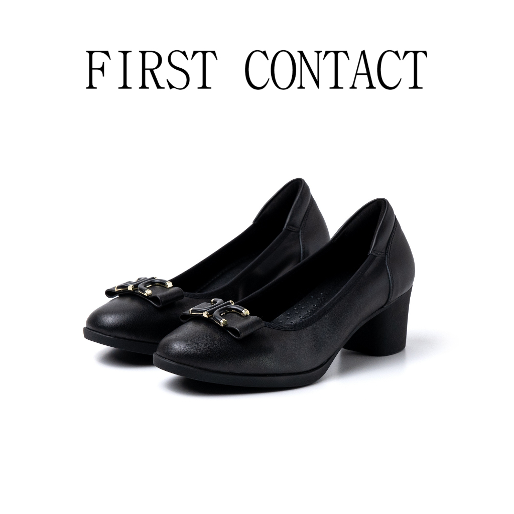 FIRST CONTACT Sepatu Heels Wanita Pantofel Clarisse Black Sepatu Kerja Hitam