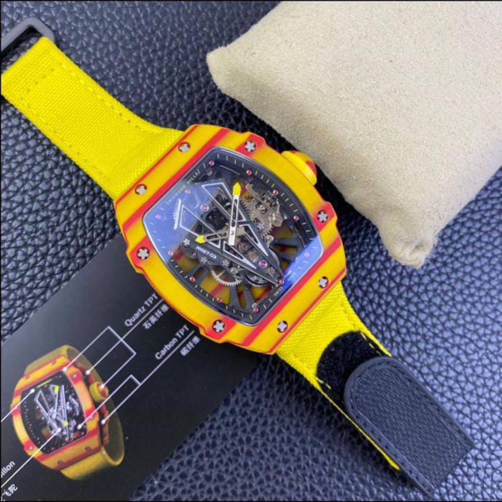 JAM TANGAN RM27-03 CARBON TOURBILLON DM 44MM JAM TANGAN AUTOMATIC ANALOG DI DESAIN MEWAH FULL STRAP 