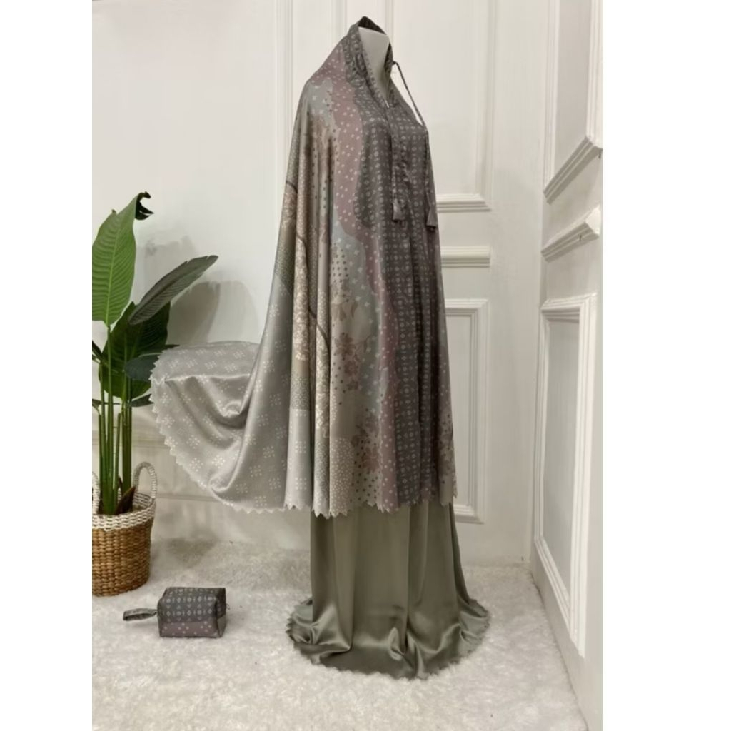 Mukena Traveling Jumbo Motif Bunga Korea Premium, Ringan & Nyaman