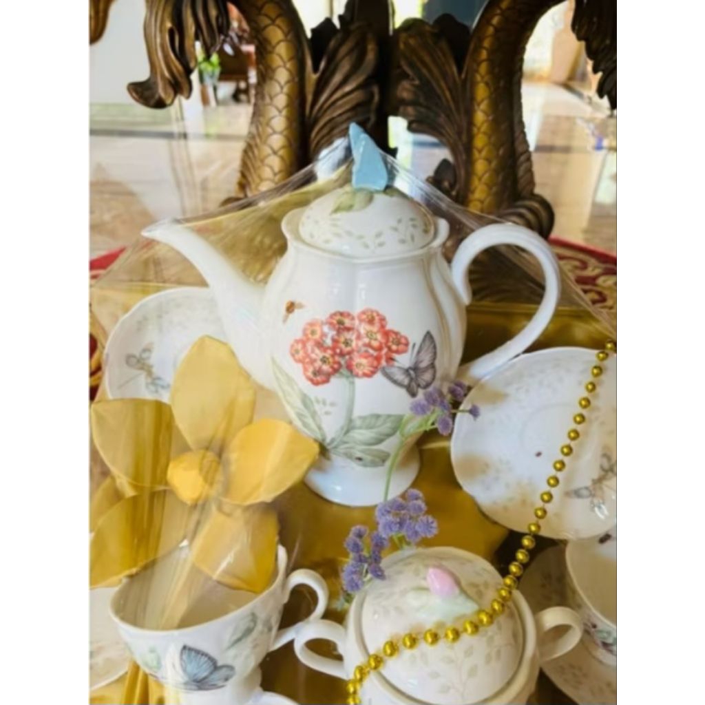 Hampers Parcel Coffee Pot Set Lenox Butterfly Meadow 11 Pcs
