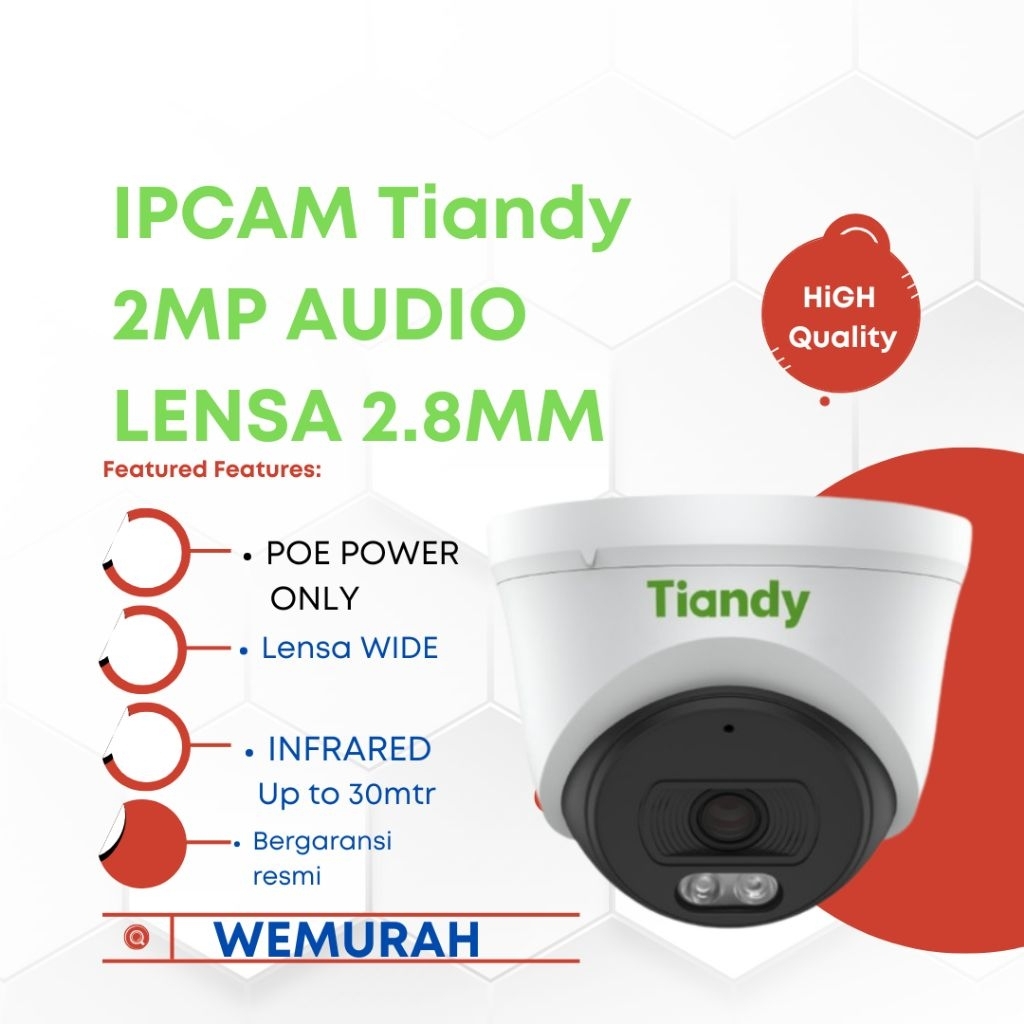 Cctv Indoor Ipcam Tiandy 2MP - Cctv Ipcam Audio - Cctv Ipcam Lan