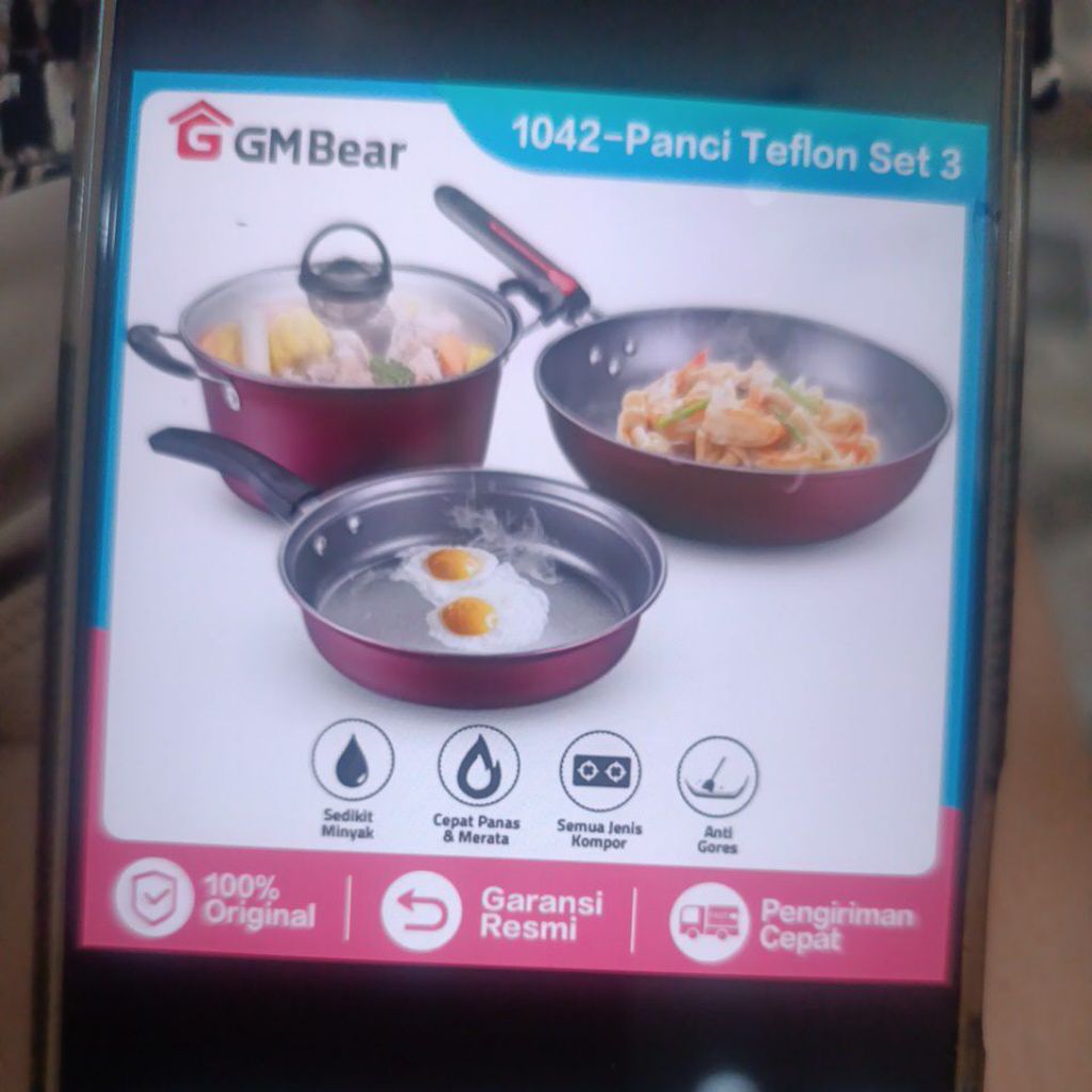 GM bear panci wajan set 3pcs 1042 arria set panci penggorengan panci set