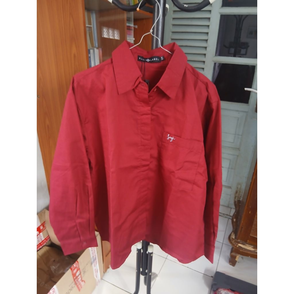 Preloved Kemeja Poplin Sugi Label Merah