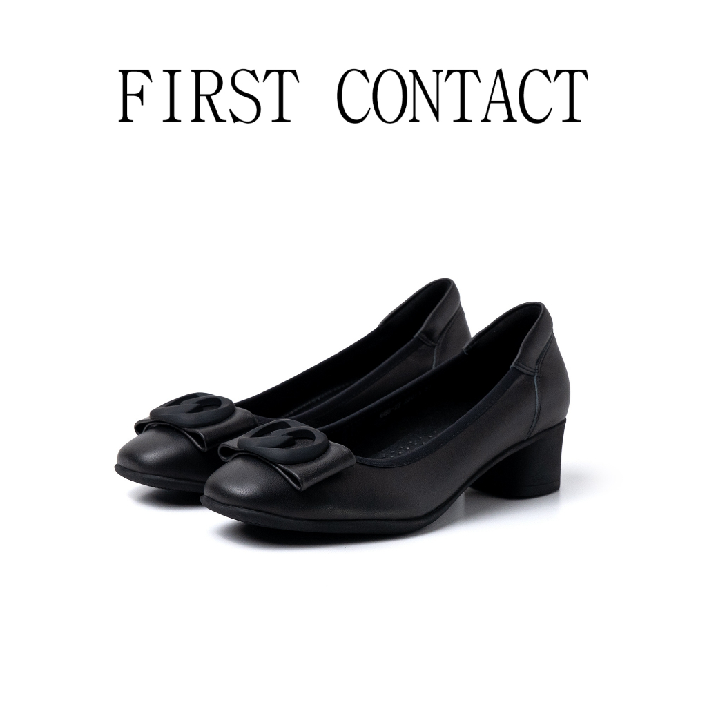 FIRST CONTACT Sepatu Heels Wanita Formal Orelie Black Sepatu Kerja Hitam