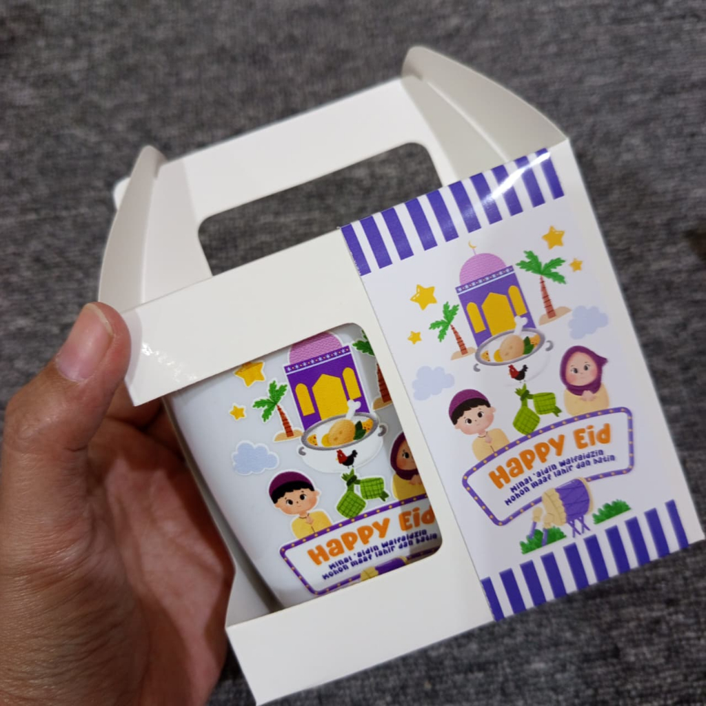 READY STOCK HAMPERS MINI HADIAH KADO MUG MELAMIN LUCU GEMES LEBARAN IDUL FITRI TIDAK CUSTOM NAMA